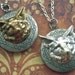 Fox Locket Necklaces Set of 2 Vintage Inspired Gothic Victorian Woodland Animal Jewelry Steampunk Style Silver & Brass Mixed Metals