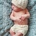 Diaper Cover  Wool - Cream Coloured Newborn/Small Baby Handknit Wool Soaker  with Knit Drawstring