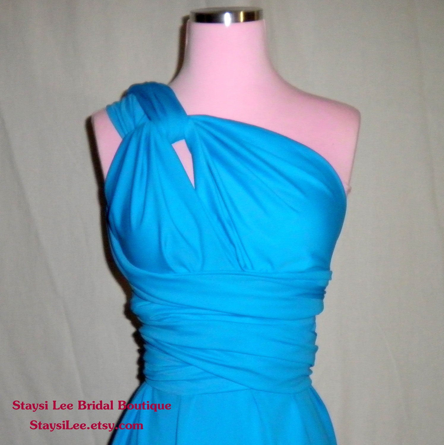 Custom Listing Cristal/Nely Turquoise Blue Wrap Twist Dress...Bridesmaids, Honeymoon, Special Occasion, Prom, Cocktail Party