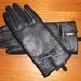 Black Leather Gloves w/ White Contrast Stitch and Bows Size Medium THINSULATE