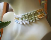 Pastel Crocheted Beaded Choker with Satin Ribbon