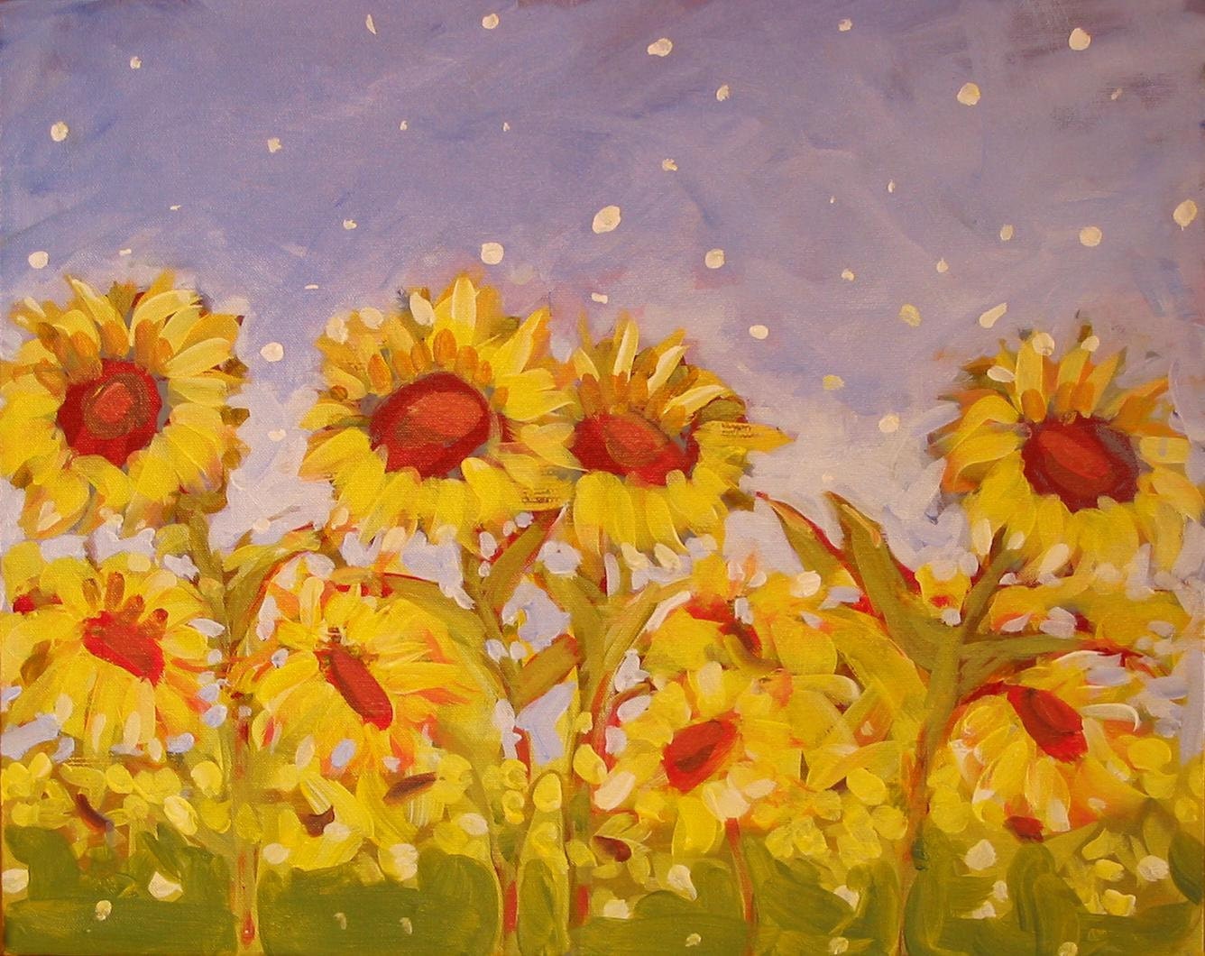 Original Painting Under 100 Dollars . "Sunflowers 2" 16x20 in.