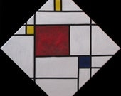 Original Painting Under 100 Dollars . "After Mondrian" 12x12in.