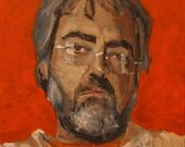Original Self Portrait Painting . "Orange" 12x12 in.