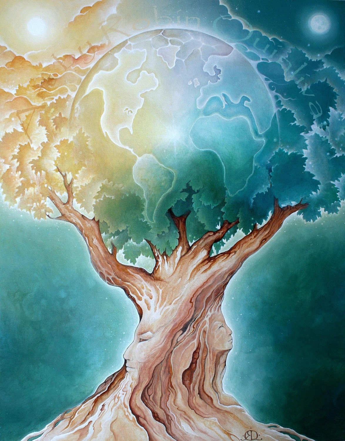 Earth Tree -  8 x 10 Tree of Life Art Print - Painting