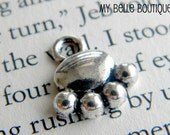 ADD CHARM -- Add a Silver Paw Print Charm to Your Necklace, Bracelet or Keychain