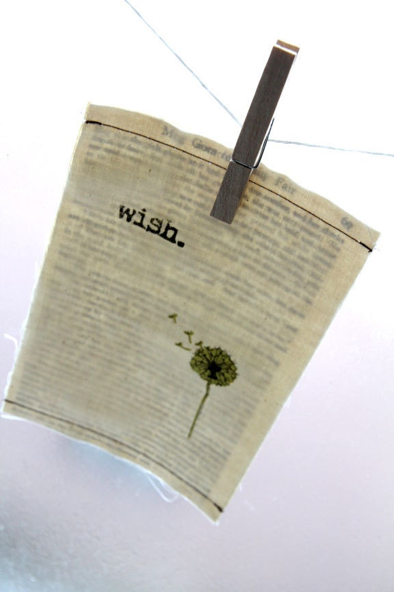 Linocut print / Screenprint - 5" x 7" Wish Dandelion Fabric Print - Green