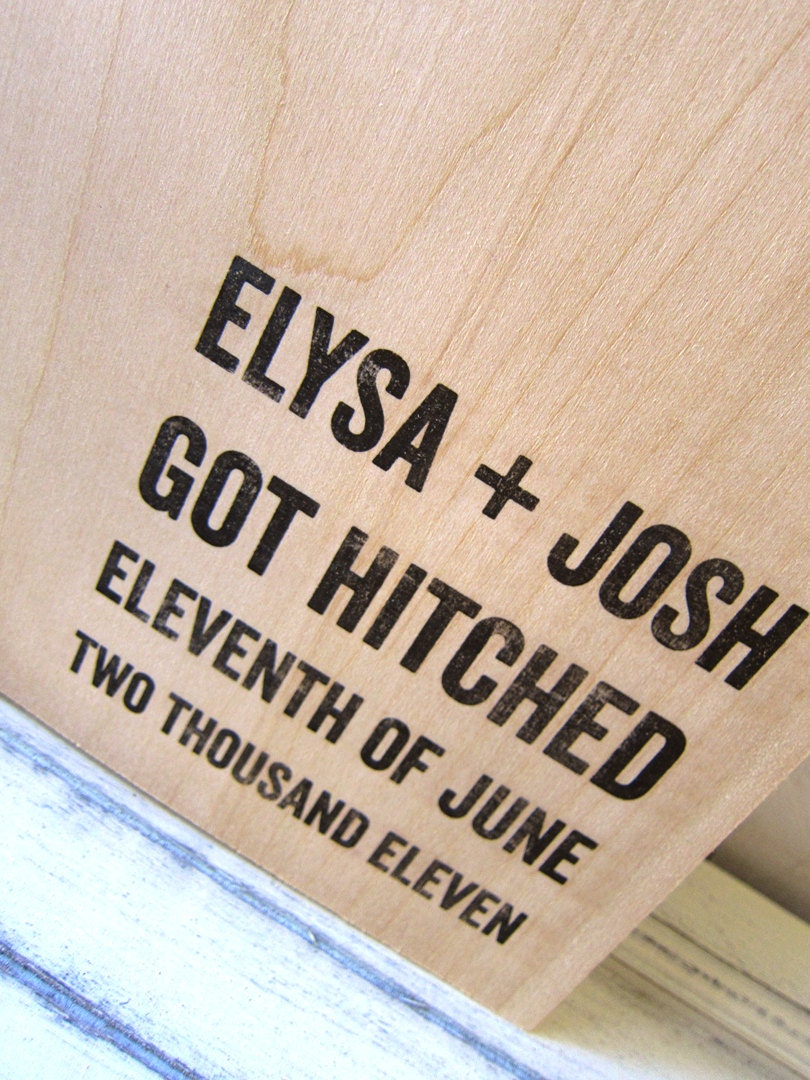 Got Hitched - Wood Guest book / Album / Notebook (9" x 6") - Custom Names and Date