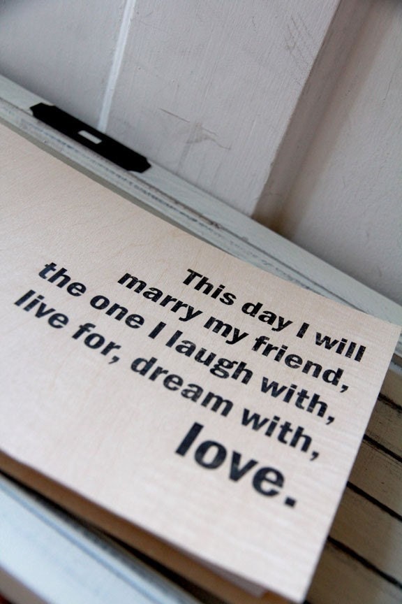 Wooden Guest book / Album / Notebook (9" x 6") - This day I will marry my friend...