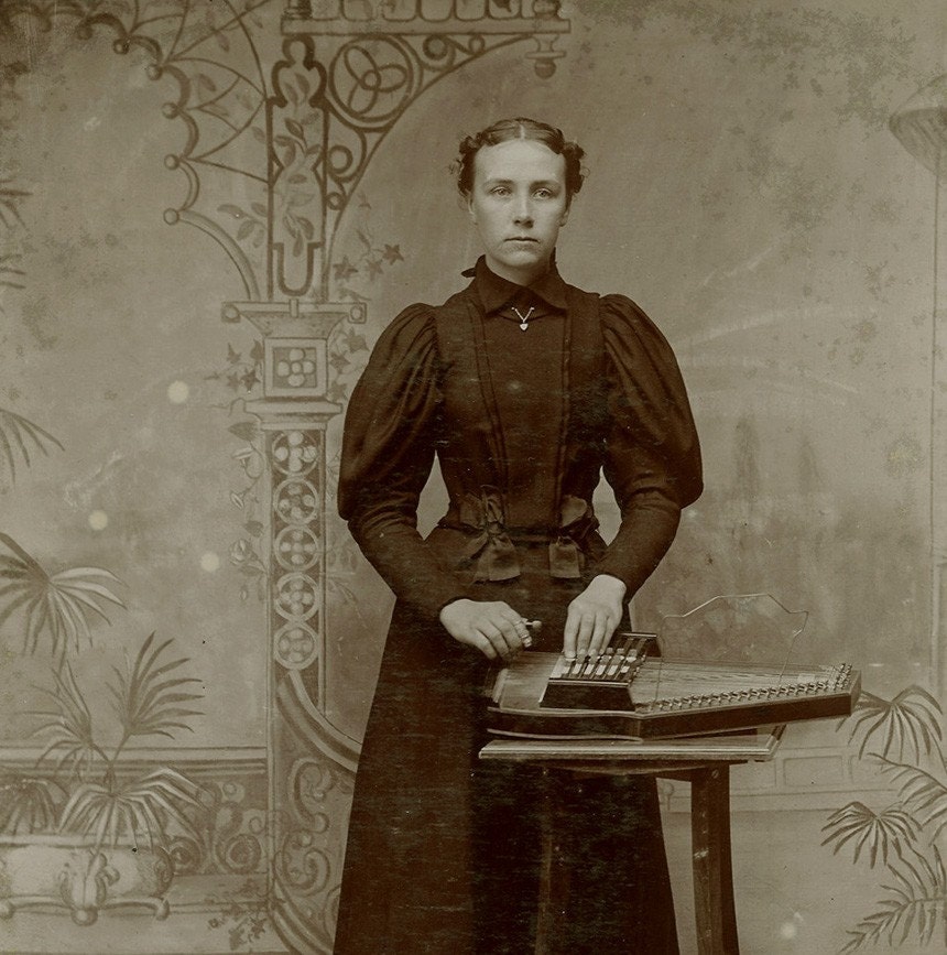 Zither Player Musician Cabinet Card