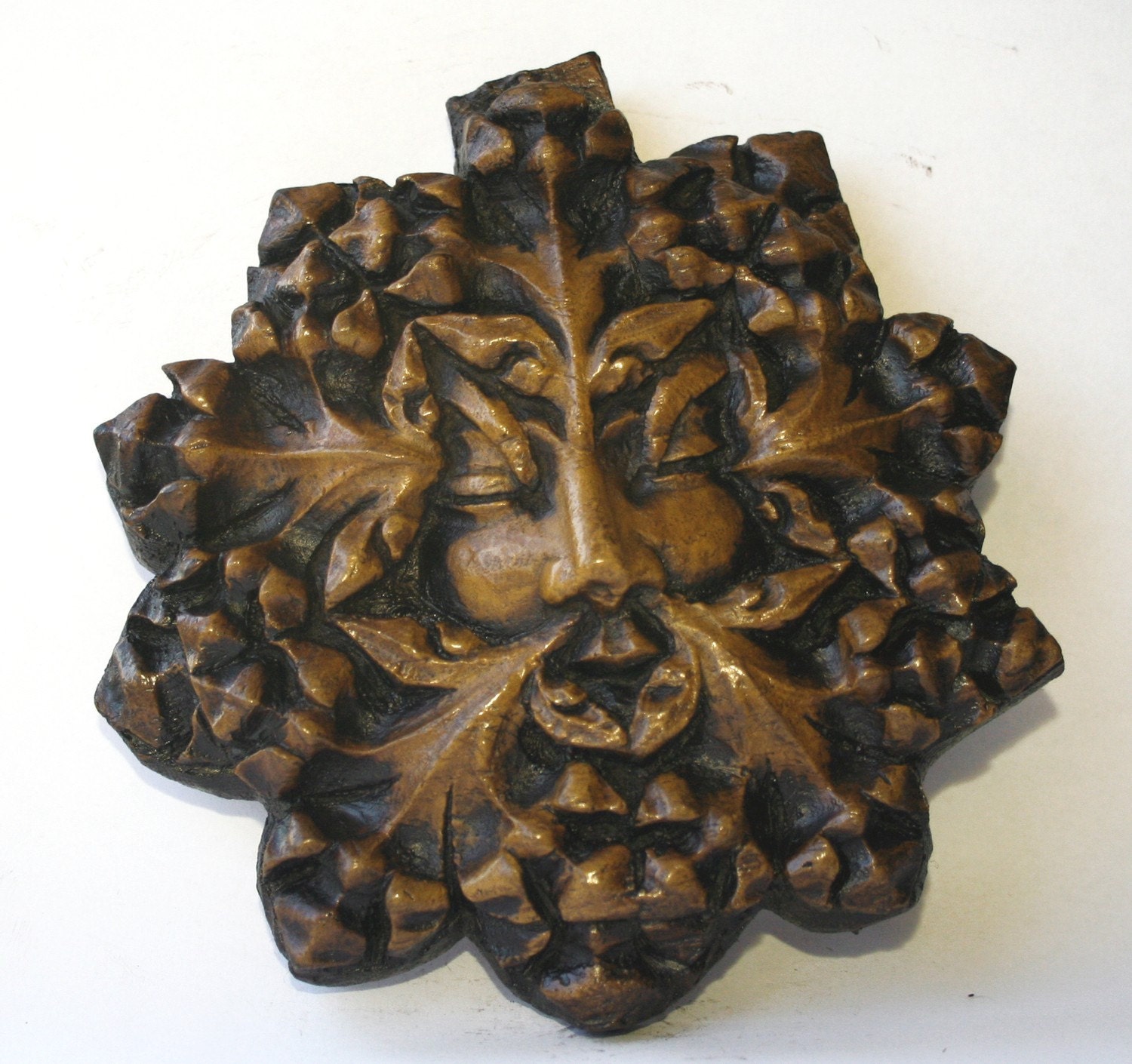 Green Man Medieval Gothic Reproduction Cathedral Carving.