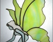 Stained glass Fairy Suncatcher in blue and pale green