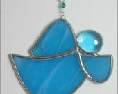 Little stained glass Guardian Angel christmas ornament - FREE SHIPPING