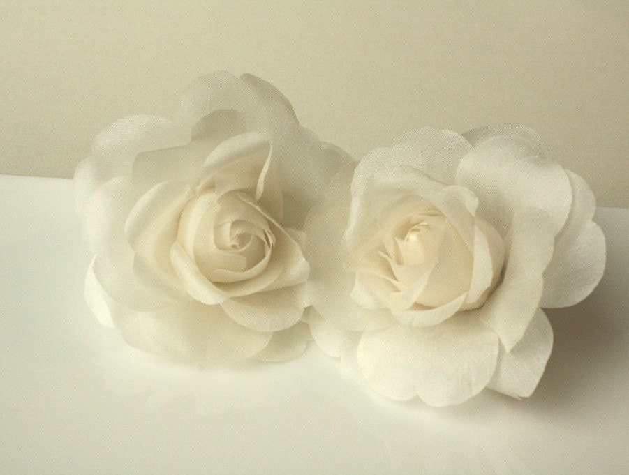Bridal Flower Hair Clips, Silk Roses, Fascinator, Head Piece, Set of Two(2)