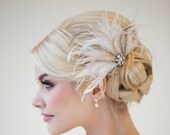 Bridal Fascinator, Wedding Head Piece, Feather Fascinator, Bridal Hair Accessory -  OLIVIA