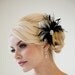 Bridal Fascinator, Wedding Hair Accessory, Feather Fascinator, Black Fascinator - DELPHINE