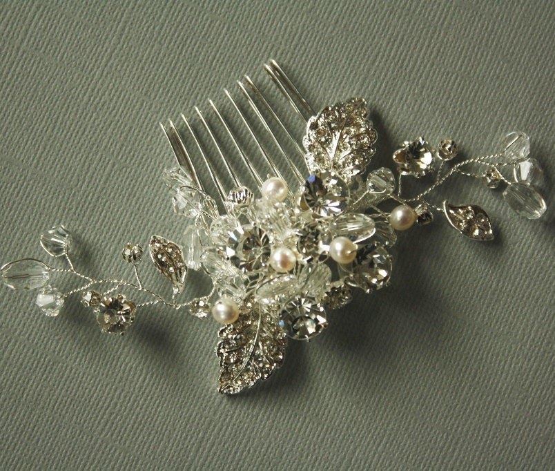 Crystal Pearl Comb, Bridal Comb, Bridal Hair Accessory