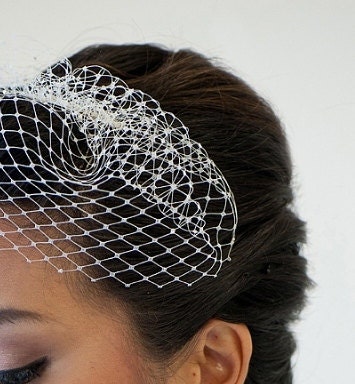 Petite Birdcage Veil with Swarovski Rhinestones, Wedding veil, Bridal Veil, Wedding hair Accessory