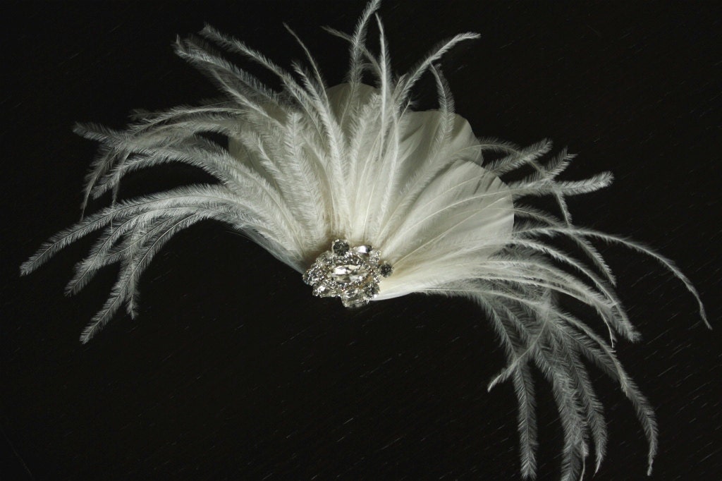 Bridal Fascinator, Feather Fascinator, Hair Clip, Head Piece - CAMILLE