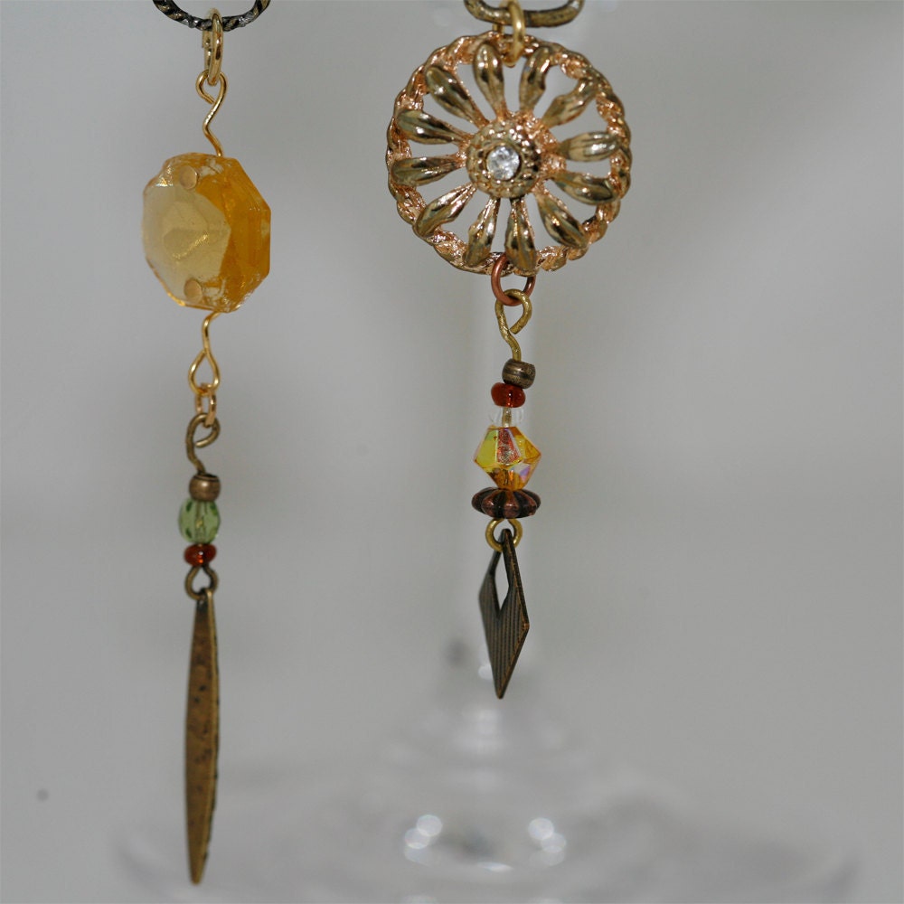 upcycled jewelry . asymmetrical dangle earrings
