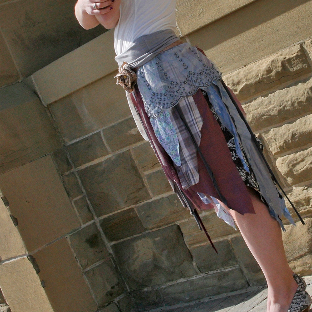 upcycled clothing . tattered skirt . shaken not stirred
