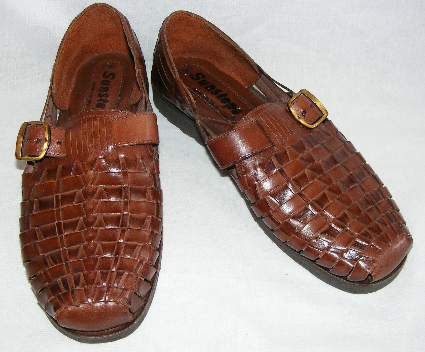 Vintage Men's Brown Huarache Sandals New Hand Woven Leather Sunsteps