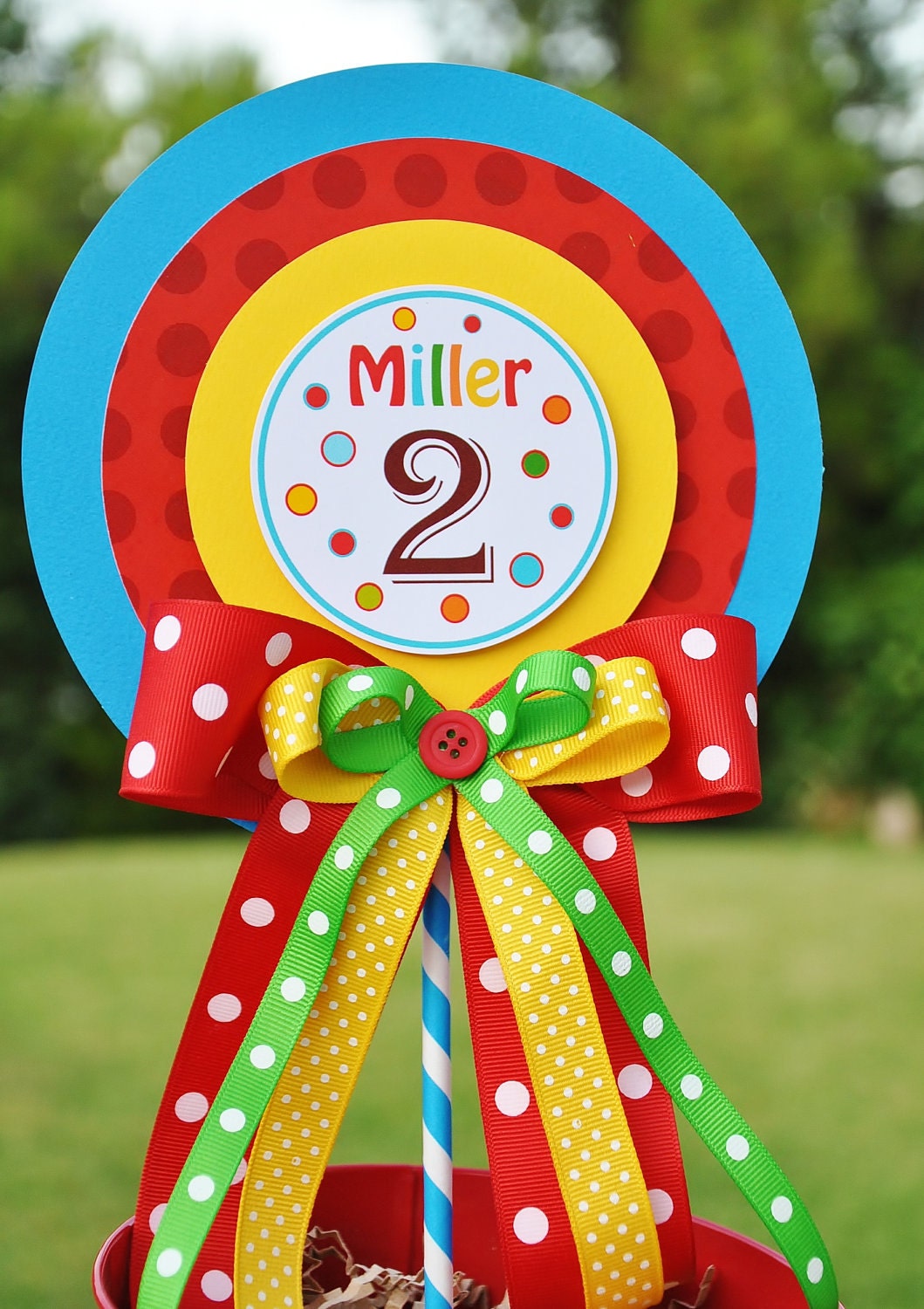 Luxurious XL  Birthday Centerpiece in Primary Colors, Rainbow