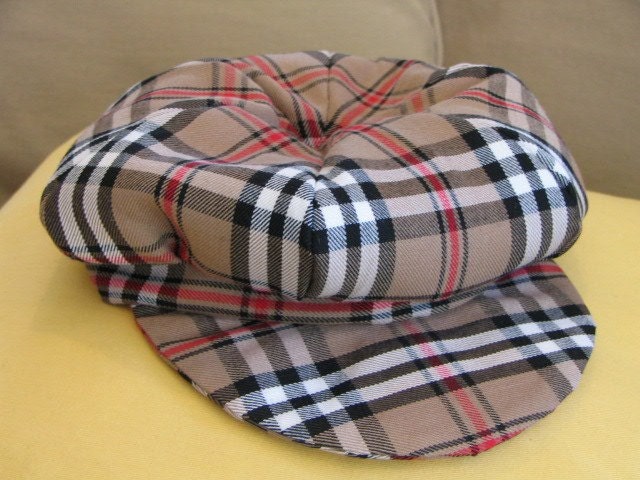 Cap/Newsboy Hat..Riding Cap..Silk...Plaid/Stripe