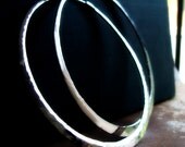 Large sterling silver hoops, 3 inch hoop earrings, gypsy moon hoop flat hammered