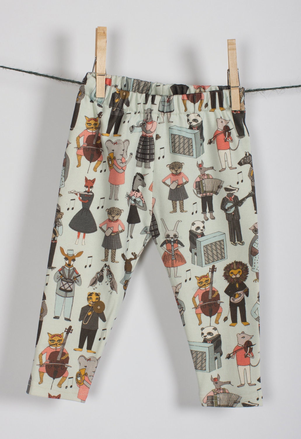 littlefour organic cotton musical animal alphabet baby leggings handmade in San Francisco NB 3M 6M 12M 18M