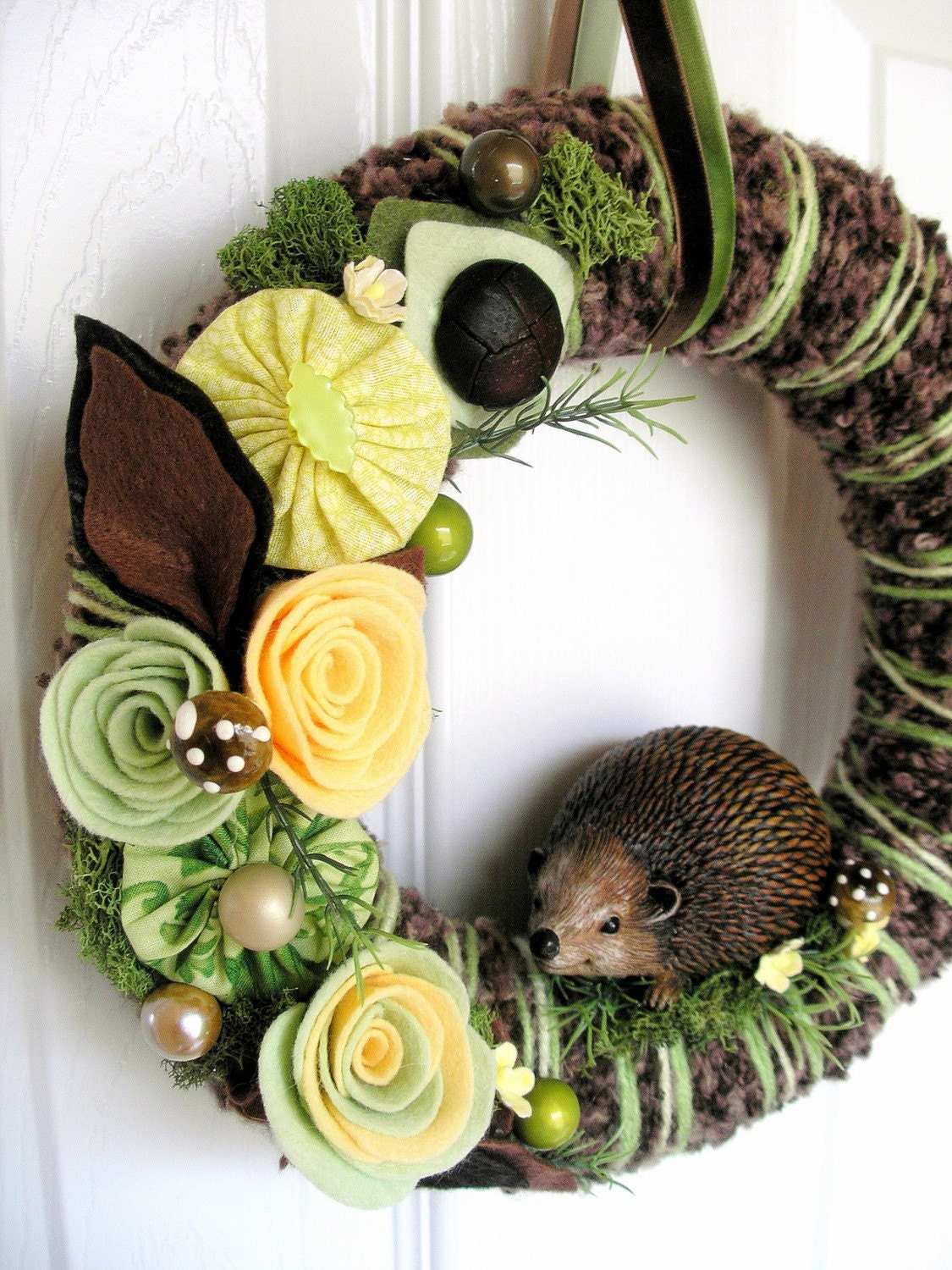 Hedgehog Yarn Wreath