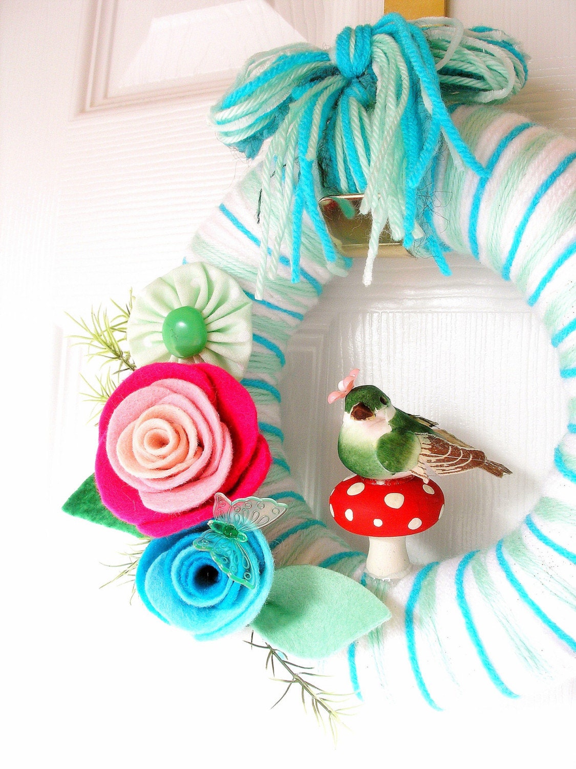 Mushroom Handmade Yarn Wreath