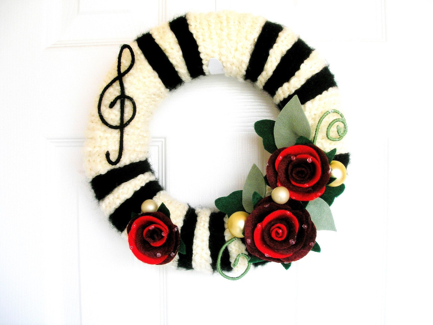 Fabric and Fiber Yarn Door Decoration-The Original Felt Yarn Wreath