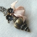 Found Object Jewelry, Antique Brass Drawer Pull, Repurposed Necklace, Mothers Day