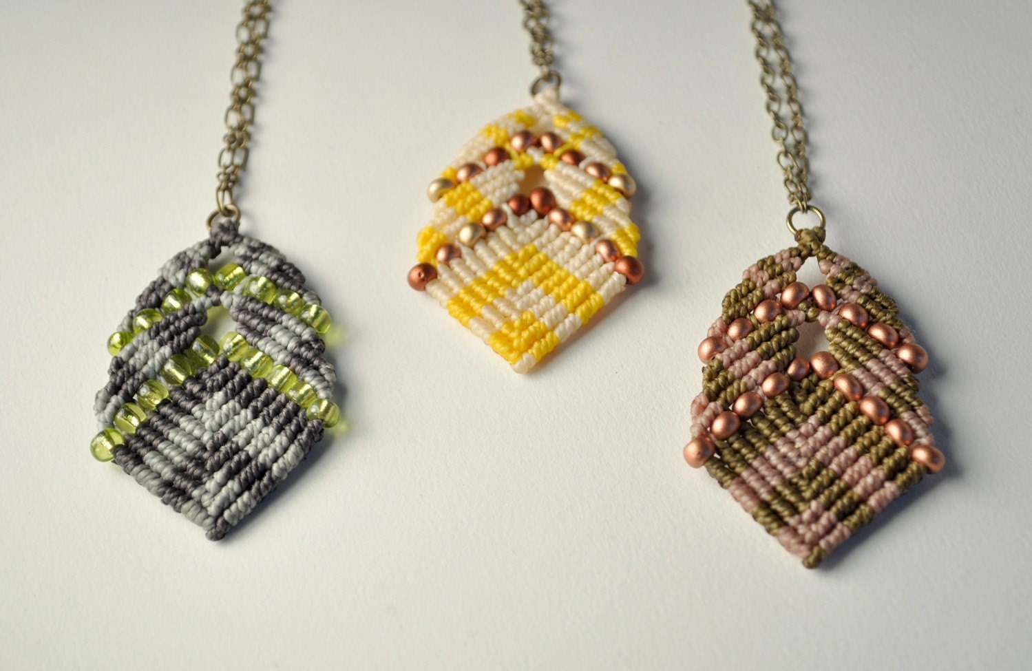 Beaded Macrame Buddha Pendants