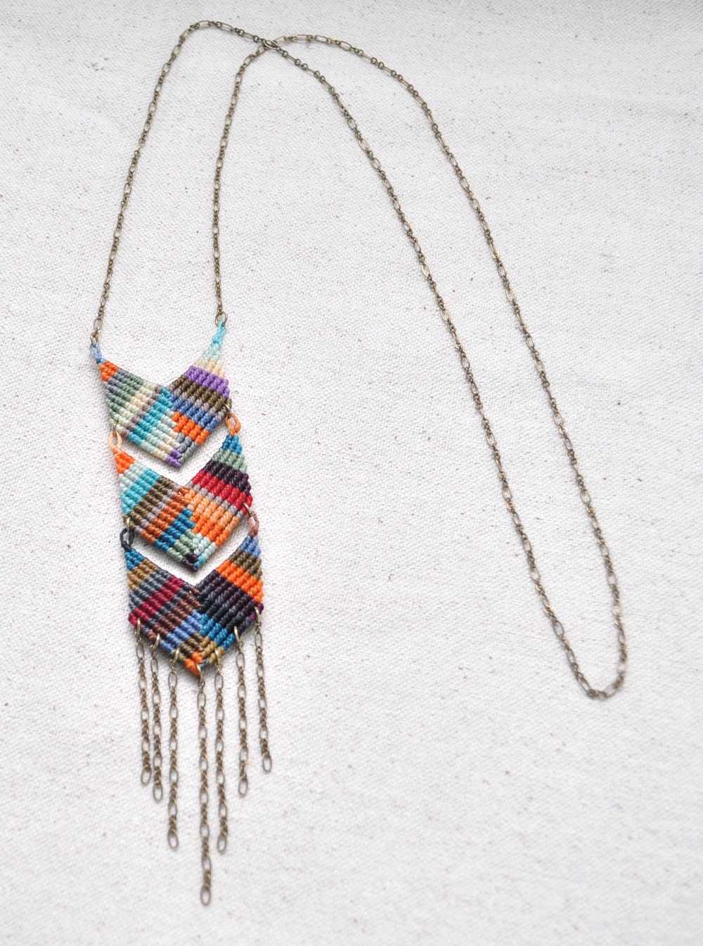 Triple Chevron Necklace - multicolor fade