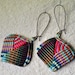 Asymmetric and Geometric Diamond Earrings with Red Czech Glass Beads
