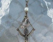 SALE - The Hunger Games  Inspired Katniss Bow and Arrow with Mockingjay and Peeta's Pearl