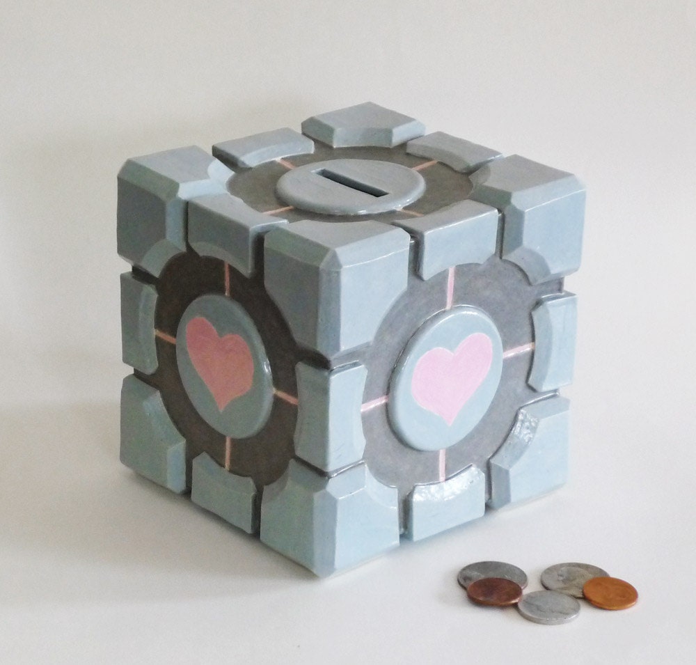 The Companion Cube: MADE-TO-ORDER Ceramic Coin Bank