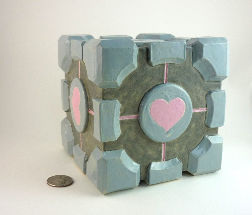 The Companion Cube: MADE-TO-ORDER Ceramic Coin Bank