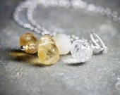 Citrine Necklace November Birthstone Shades of Honey Citrine Briolette Sterling Silver Necklace