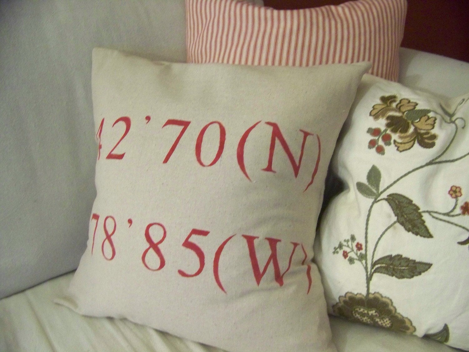 coordinates pillow cover - red - personalized - customizable - linen - gift idea
