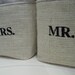 Mr. & Mrs. set of 2 EMBROIDERED burlap baskets - gift idea - black