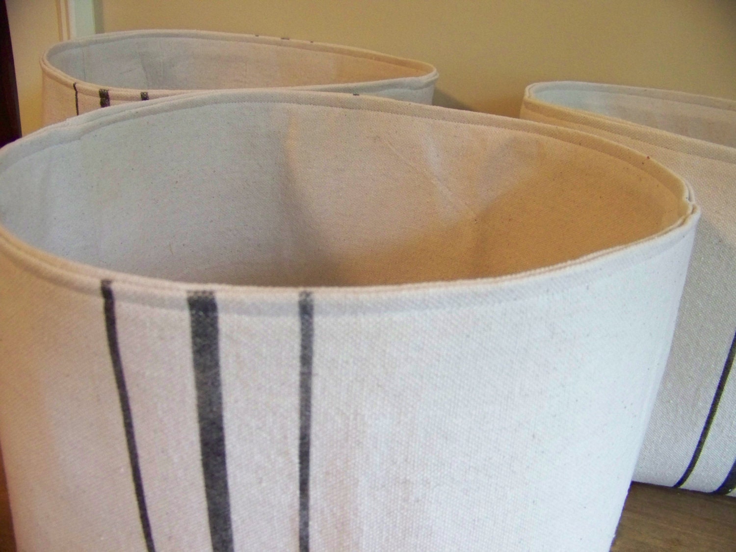 grainsack basket - black stripe - vintage style - canvas - storage - organization - gift basket