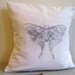 vintage style moth no 2 pillow cover- butterfly - antique image - linen - gray -  home decor