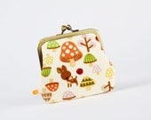Siamese - Kawaii deer and mushroom in pumpkin - double metal frame purse