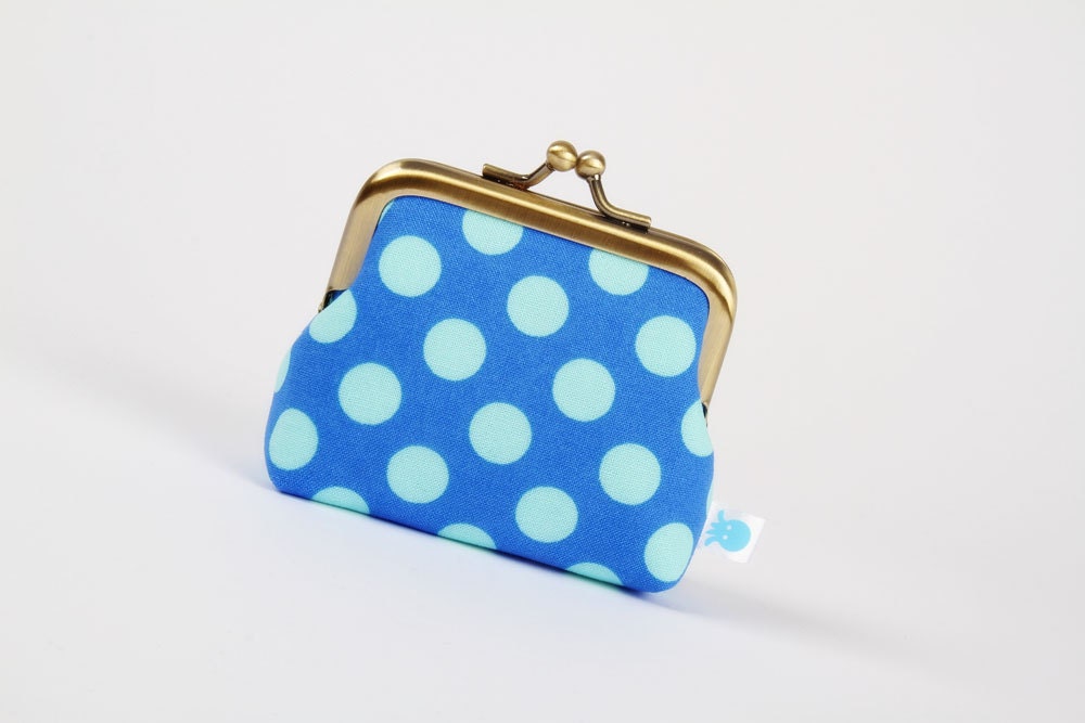 Deep mum - Ta dots in breeze - metal frame purse