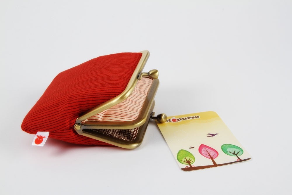 Siamese - Keiki stripes in red - double metal frame purse