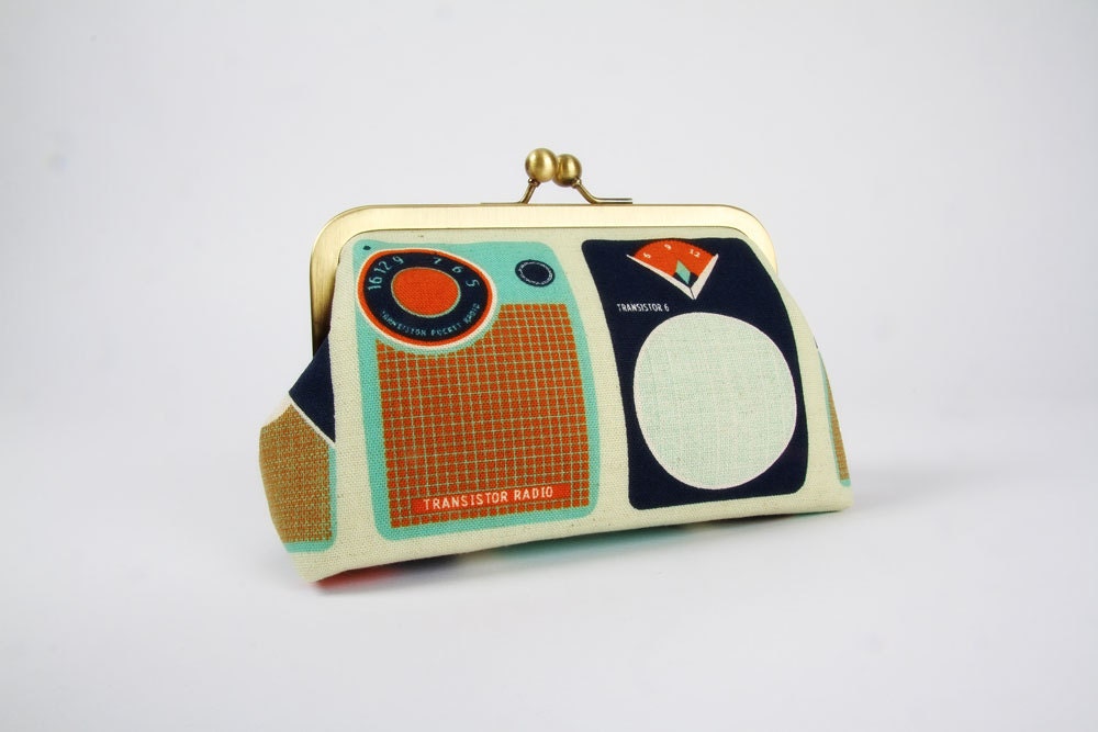 Bag pouch - Transistors - metal frame clutch bag