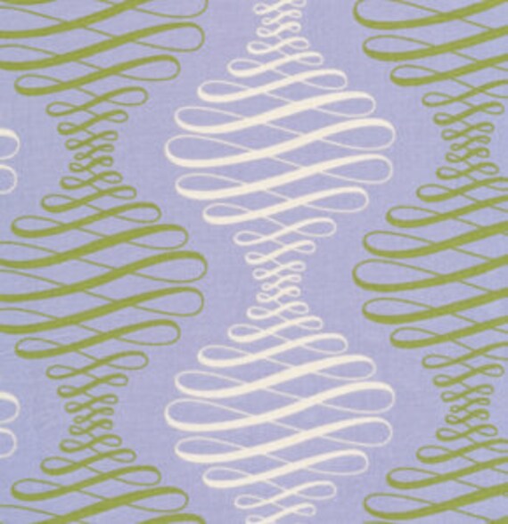 Parisville Spencer Stripe Ribbon Swirls Mist Lavender Blue by Tula Pink for Free Spirit Fabrics - 1 yard